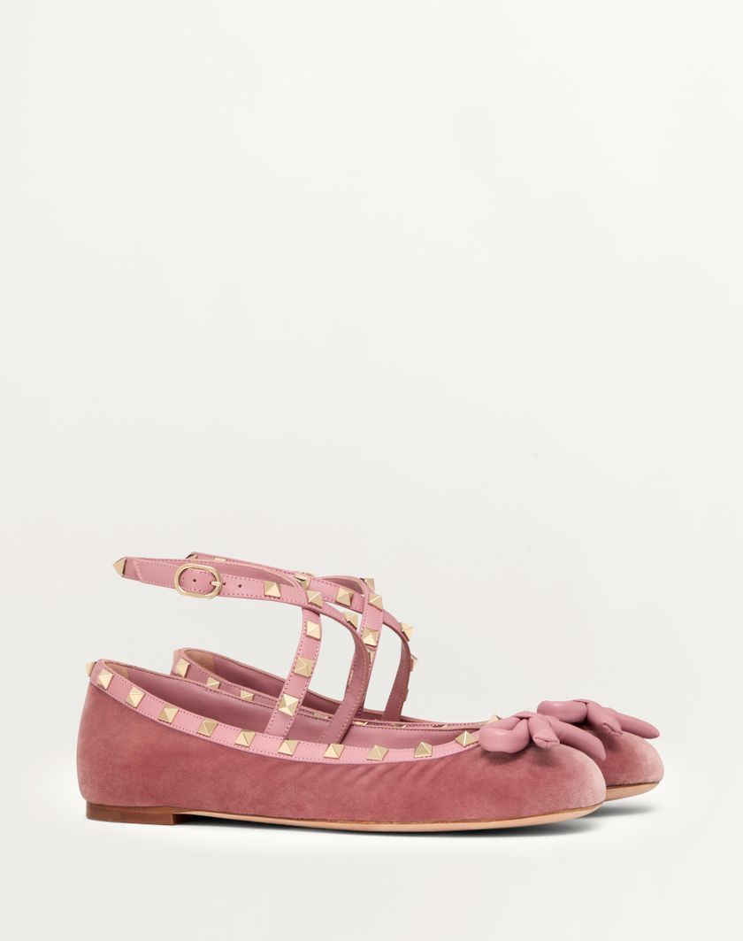 ROCKSTUD VELVET BALLERINA - Image 1